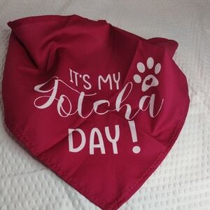 Dog Bandana -Burgundy  Red 'Its My Gotcha Day'